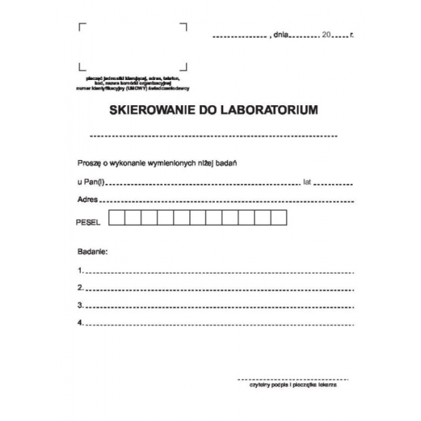 Druki - Skierowanie do laboratorium (100szt)