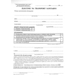 Druki - Zlecenie na transport sanitarny - z pouczeniem dla ubezpieczonego (A5)