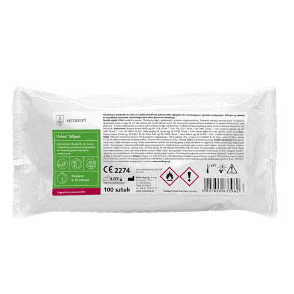 Chusteczki do dezynfekcji powierzchni - Velox alkoholowe, 100 szt (wkład) Chusteczki do dezynfekcji powierzchni - Velox alkoholowe, 100 szt (wkład)