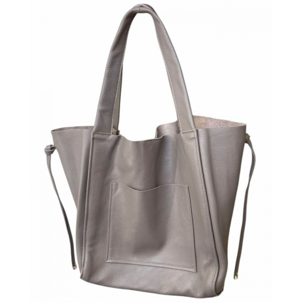Torba skórzana - shopper szary