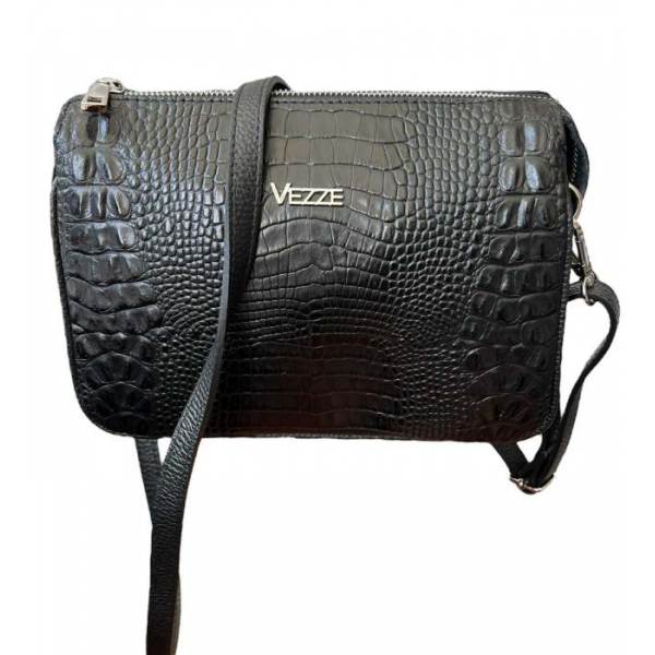 Torba skórzana - croco czarna