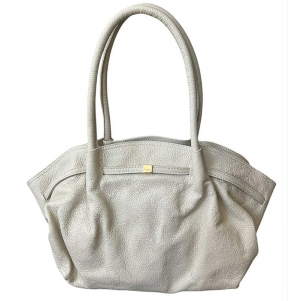 Torba skórzana - shopper ecru