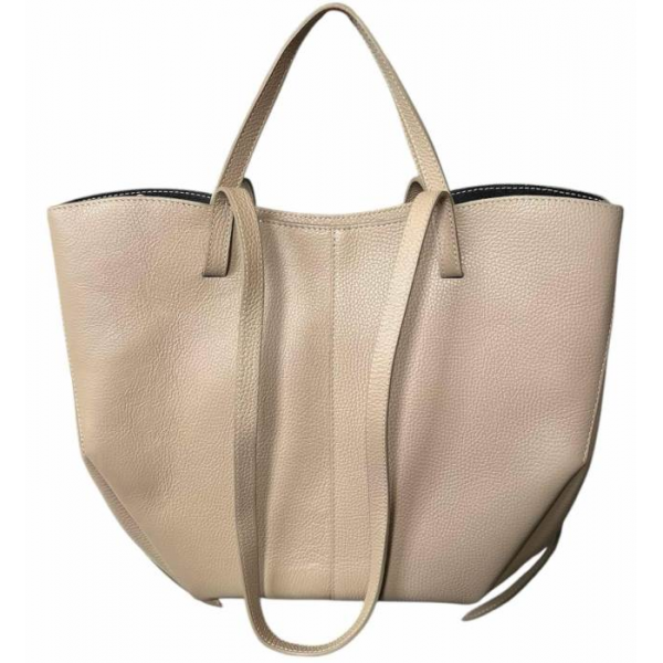 Torba skórzana - shopper beż