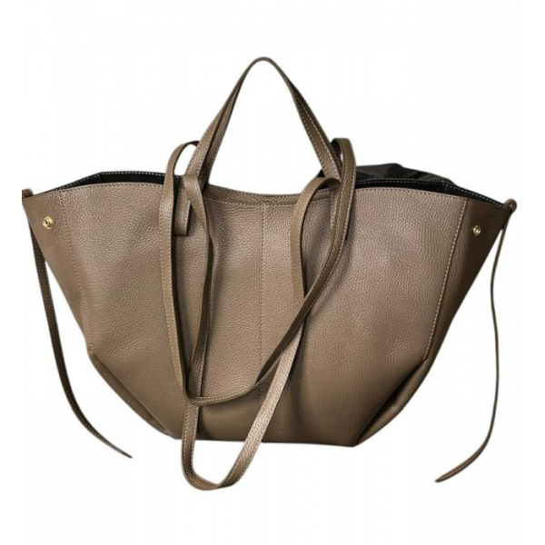 Torba skórzana - shopper taupe