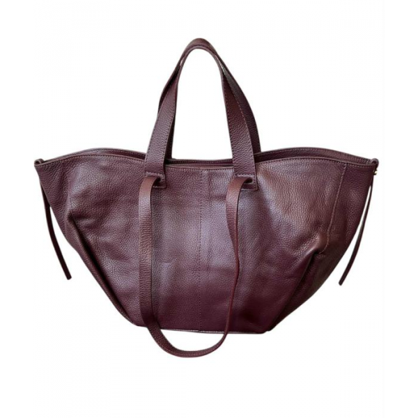 Torba skórzana - shopper bordo