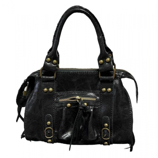 Torba skórzana - midi czarna