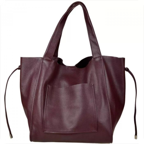 Torba skórzana - shopper bordo