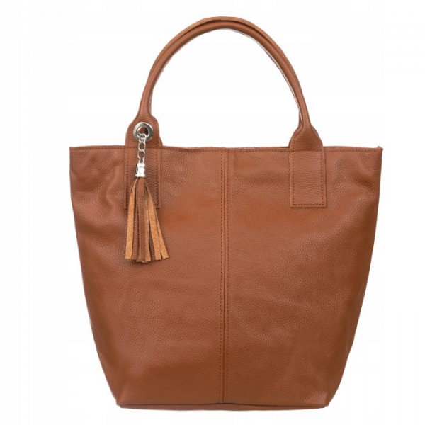 Torba skórzana - shopper brąz