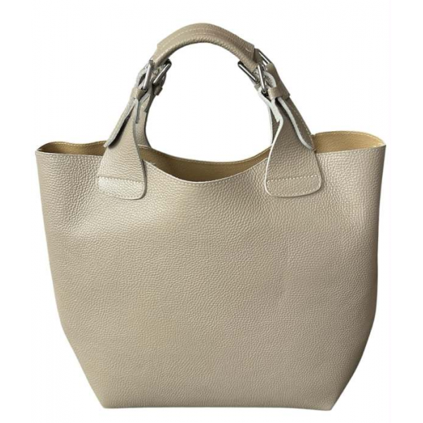 Torba skórzana - shopper beż