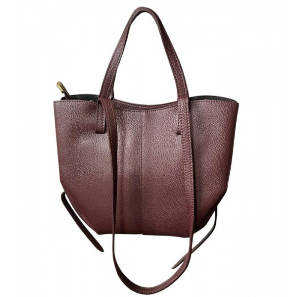 Torba skórzana - midi bordo