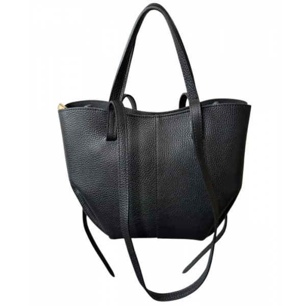 Torba skórzana - midi czarna