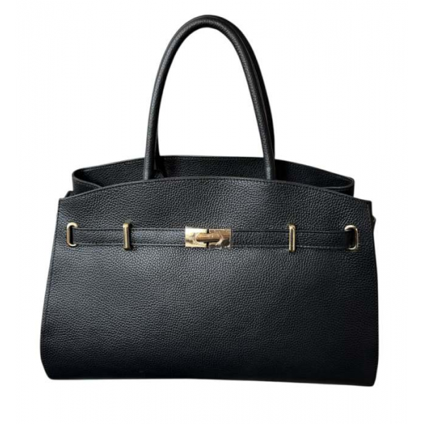 Torba skórzana - duża czarna