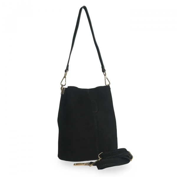 Torba skórzana - worek czarny