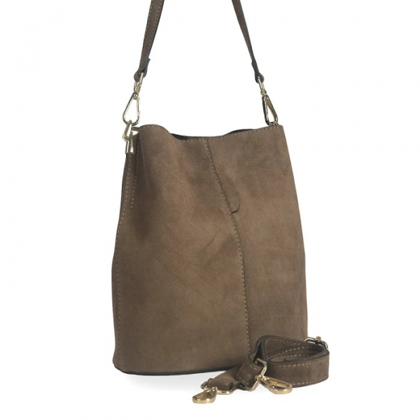 Torba skórzana - worek taupe