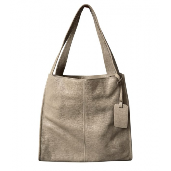 Torba skórzana - shopper beż