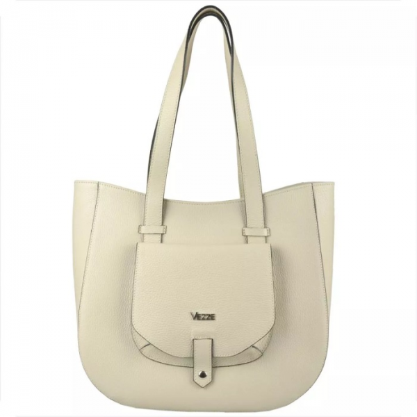 Torba skórzana - shopper ecru